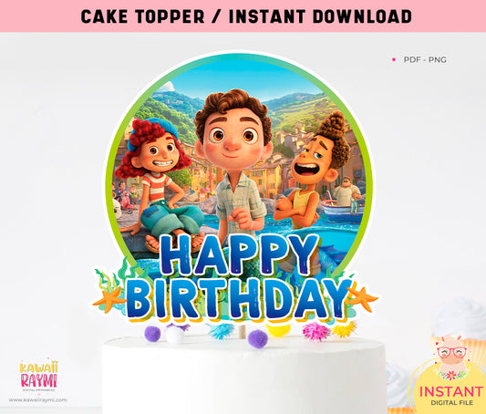 Luca cake topper, instant digital file, birthday party luca