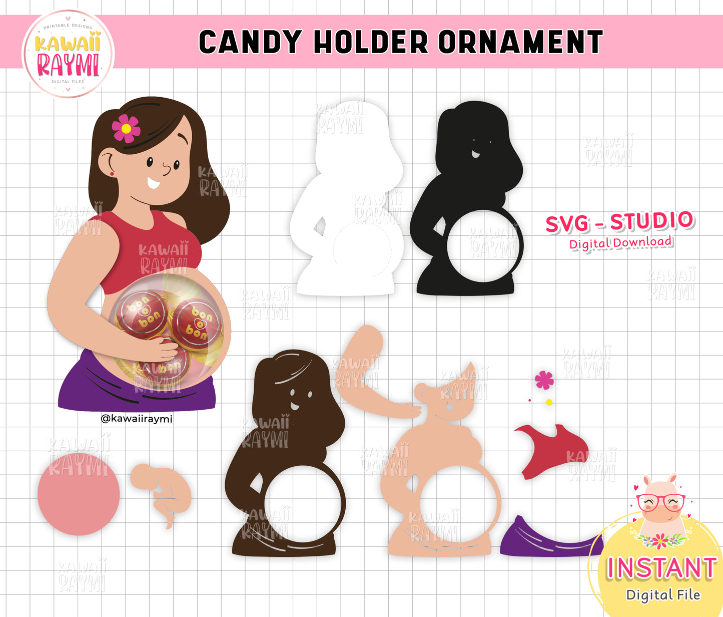 Día de las madres Candy holder ornament / Baby Shower Candy Holder / Mothers Day papercrafts / Candy ornament / Cricut SVG Candy Holder