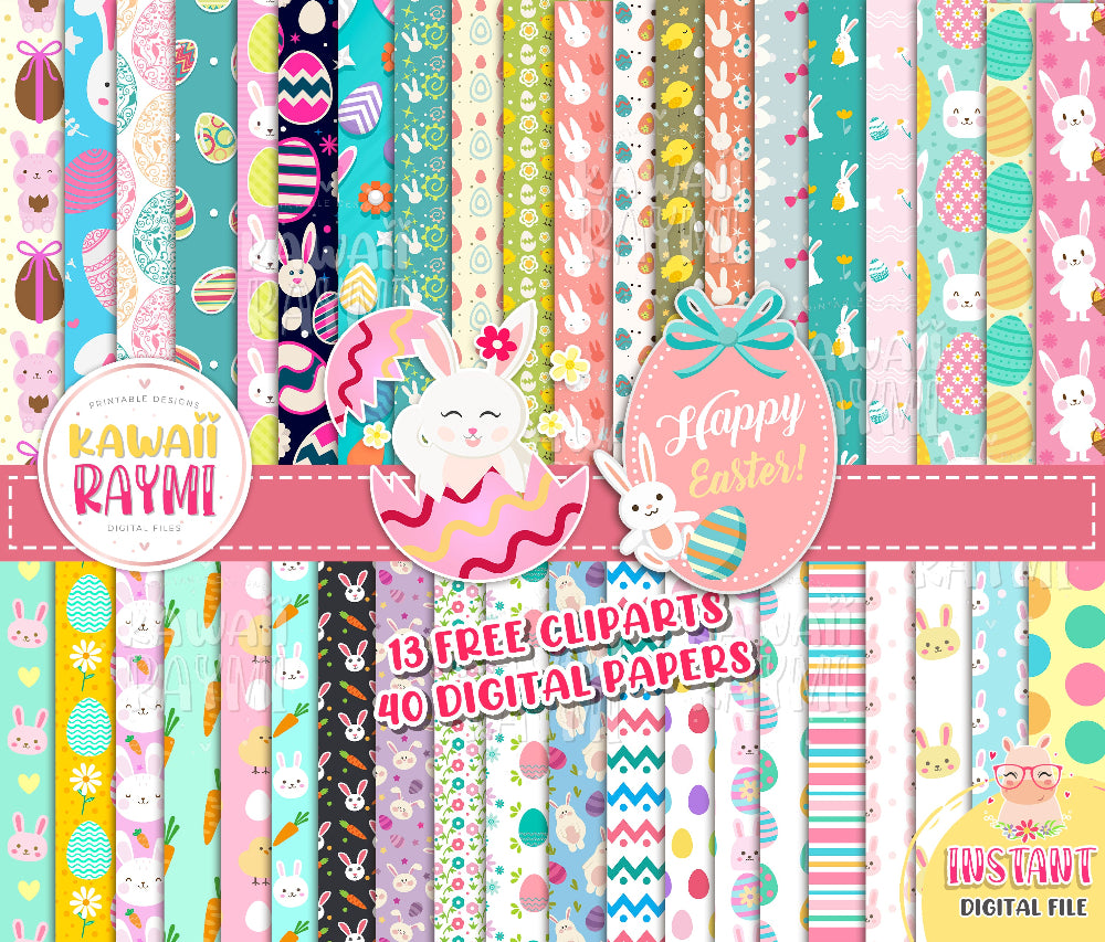 Happy Easter Digital Paper Digital Scrapbook Printable Pattern Papers- Instant Download Happy Easter day