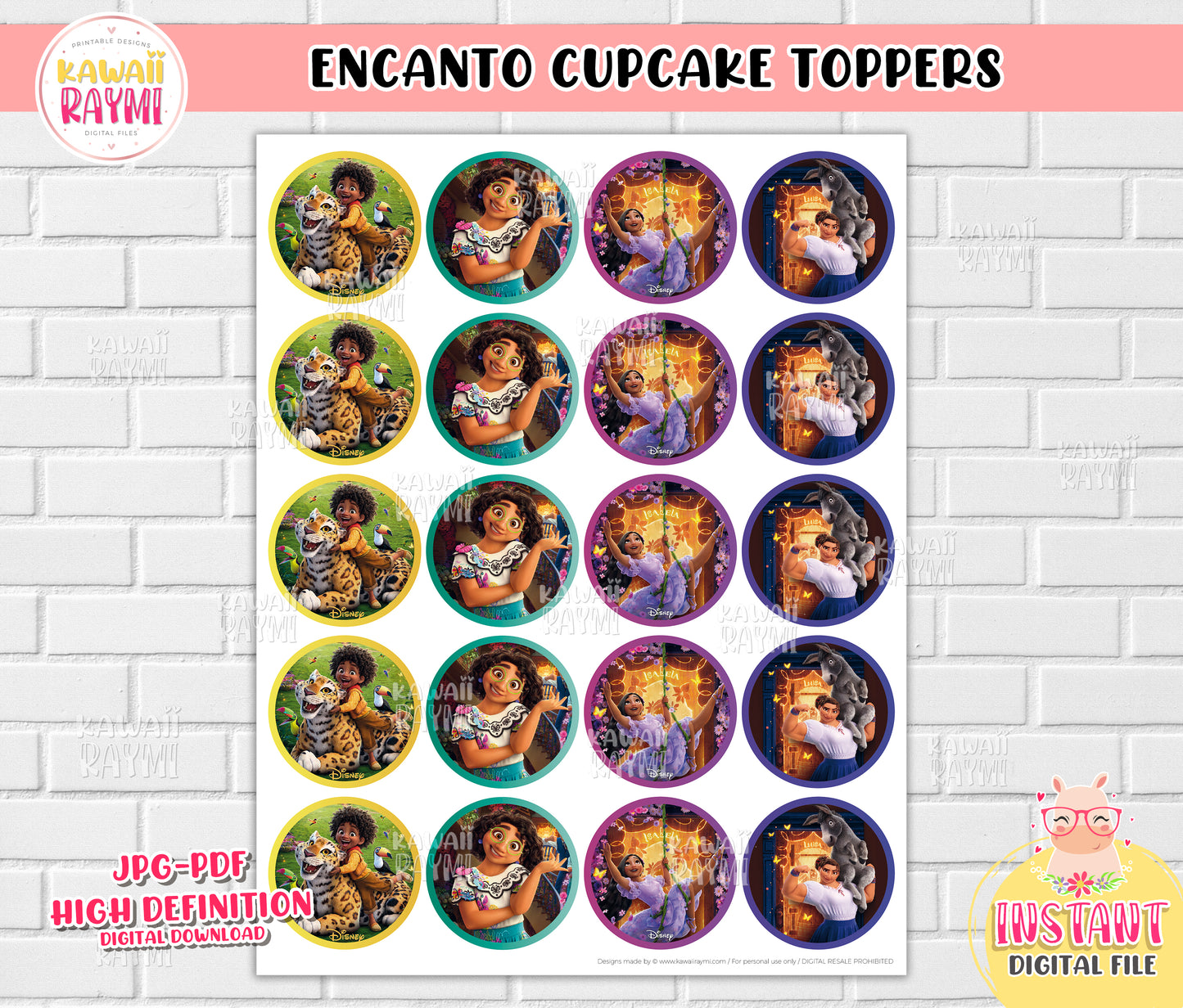 Encanto Cupcake Toppers imprimible, Cumpleaños de Encanto, Fiesta de Mirabel imprimible, descarga instantánea