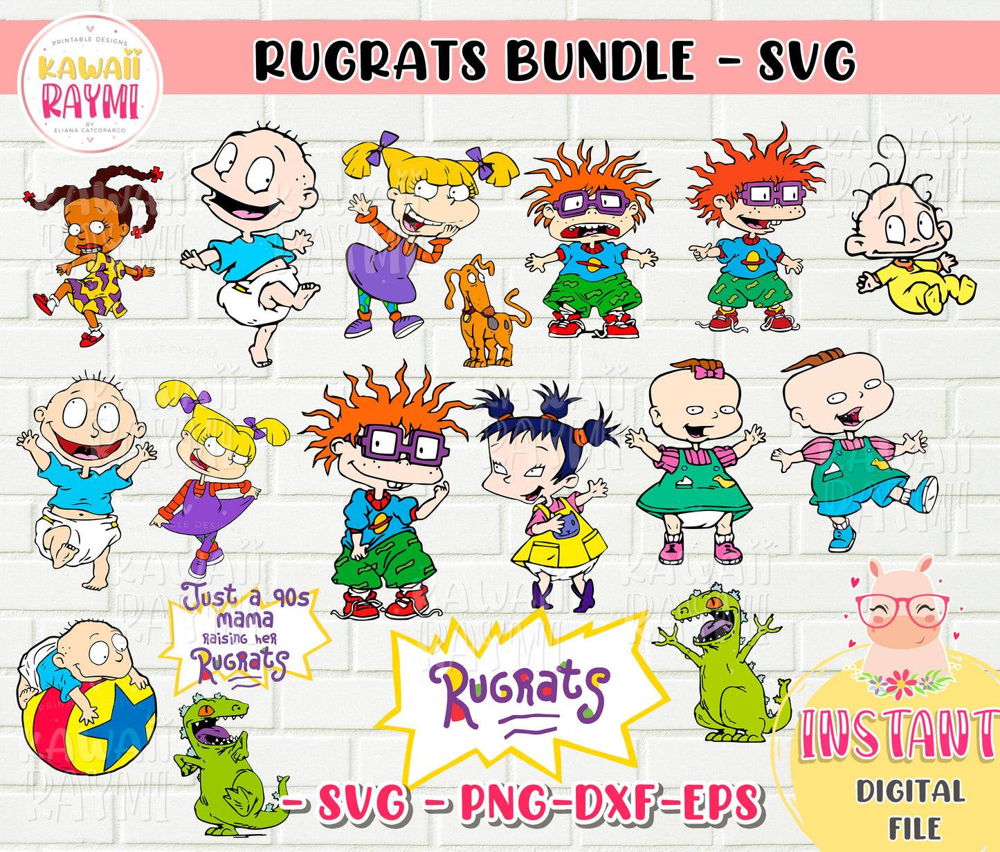 Rugrats paquete SVG- Rugrats clipart, solo una mamá de los 90 criando a sus rugrats, cricut svg, PNG-SVG