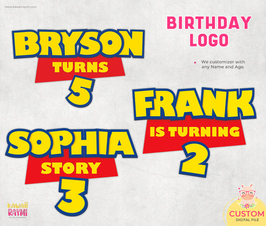 Toy story custom logo, birthday logo toy story