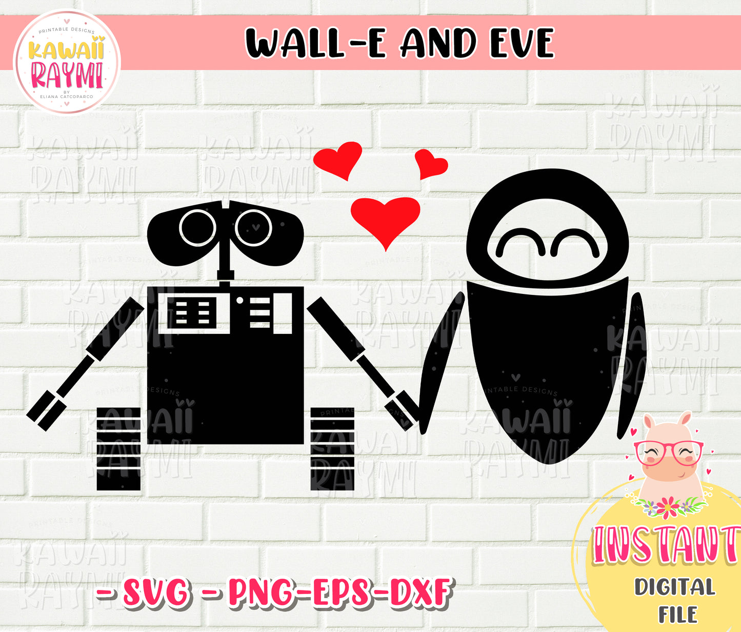 Wall-e y Eve-SVG-PNG -Love-Cricut-Descarga instantánea