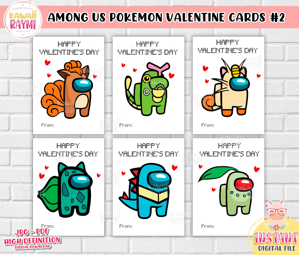 Kids Valentine Cards | INSTANT DOWNLOAD | pokemon among us, Among Us p Kawaii Raymi Kids Valentine Cards | INSTANT DOWNLOAD | pokemon among us, Among Us p Kawaii Raymi