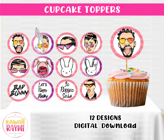 Bad Bunny Cupcake Toppers
