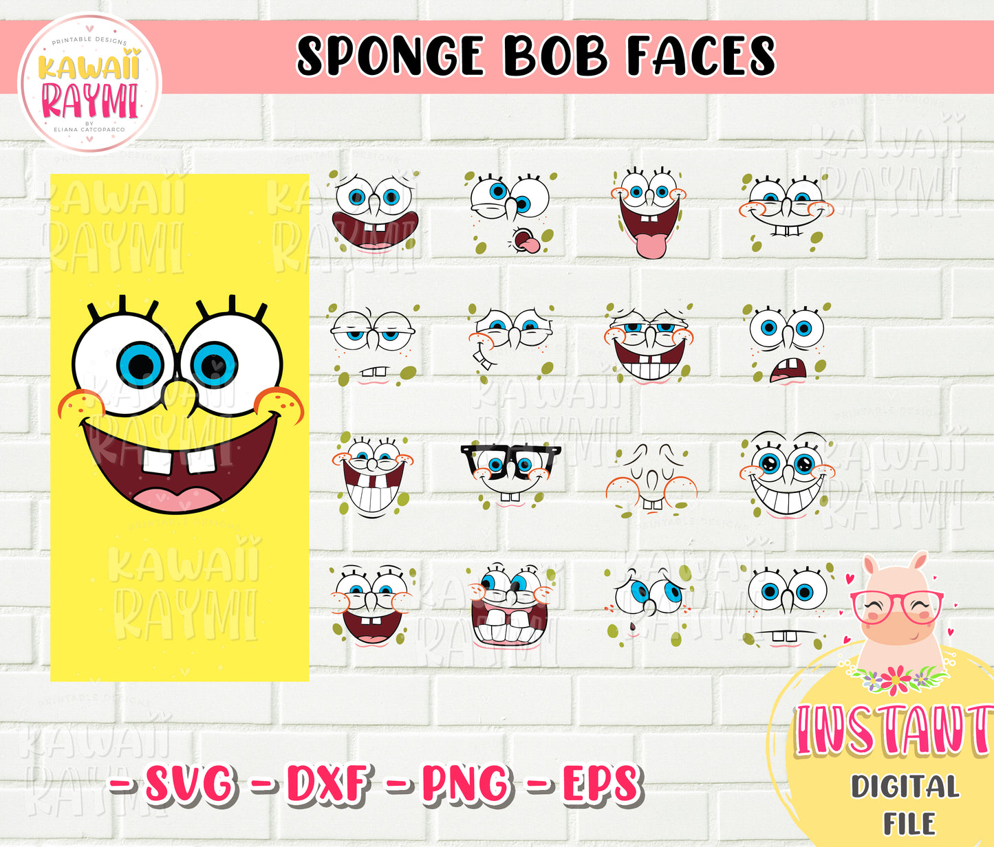 CARAS DE BOB ESPONJA - SVG - PNG - CRICUT- ARCHIVO DE CORTE BOB ESPONJA - ARCHIVO DIGITAL INSTANTÁNEO