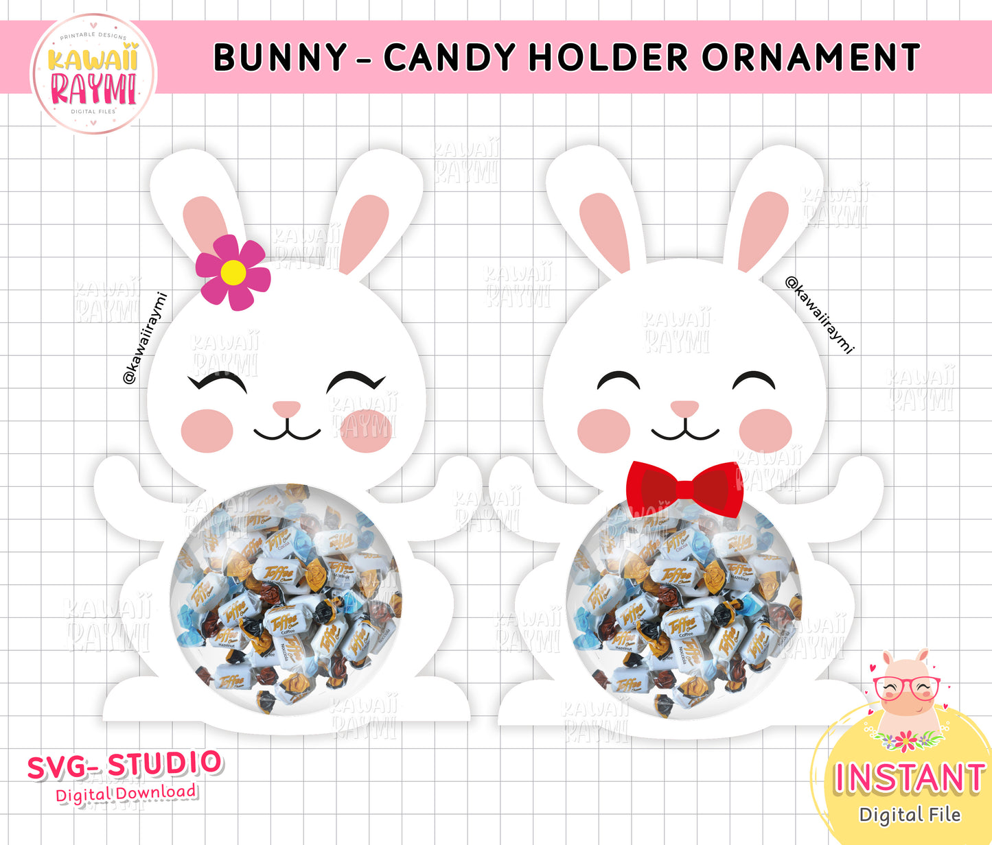 candy holder bunny svg, estudio, conejito pascua candy holder ornamento plantilla, archivo digital