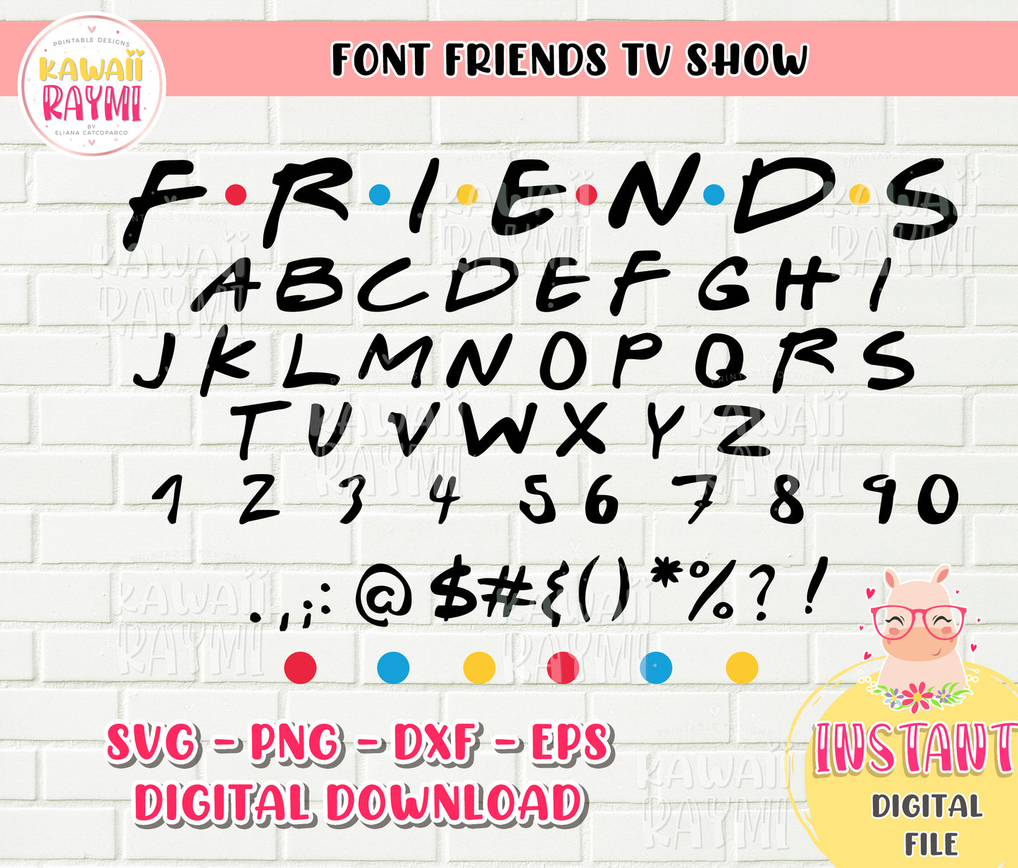 AMIGOS ALFABETO Y NÚMEROS FUENTES-SVG-PNG-CRICUT-DESCARGA DIGITAL