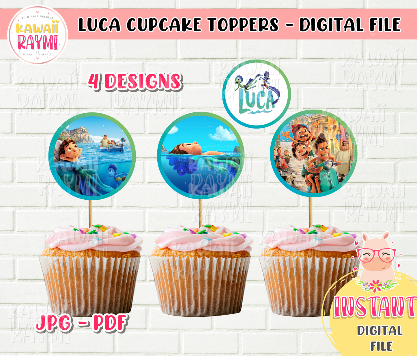 Luca Disney Cupcake Toppers