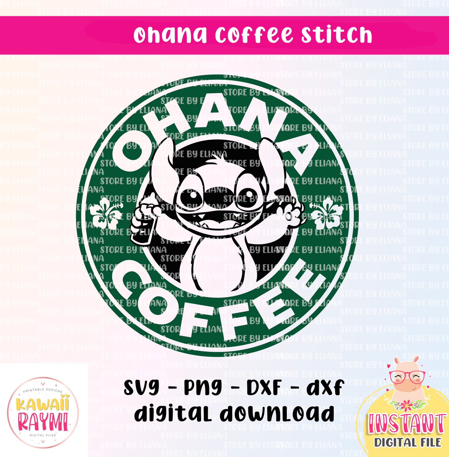 Ohana café puntada starbucks svg, png, cricut, archivo de corte, descarga instantánea, puntada svg