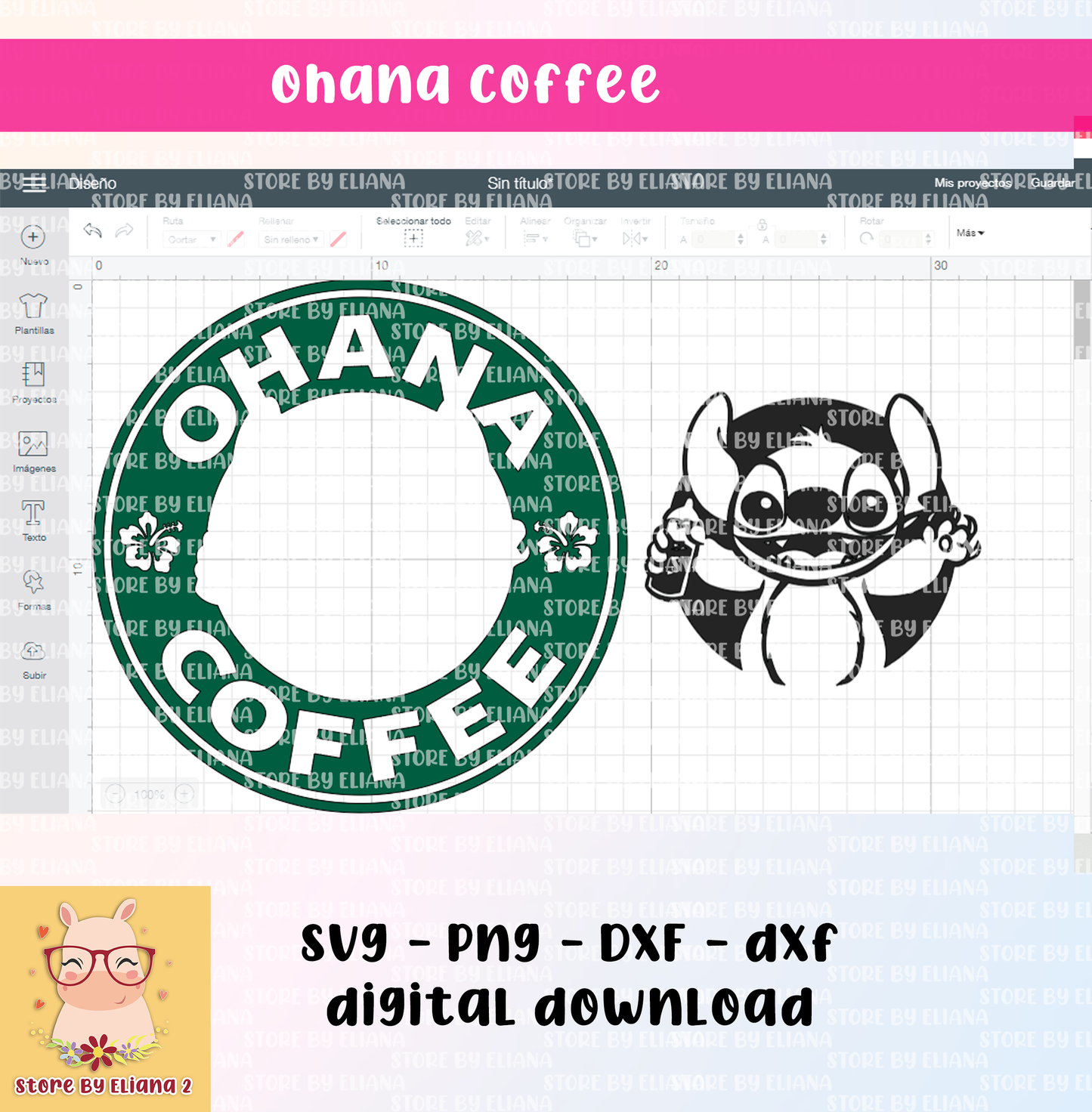 Ohana café puntada starbucks svg, png, cricut, archivo de corte, descarga instantánea, puntada svg