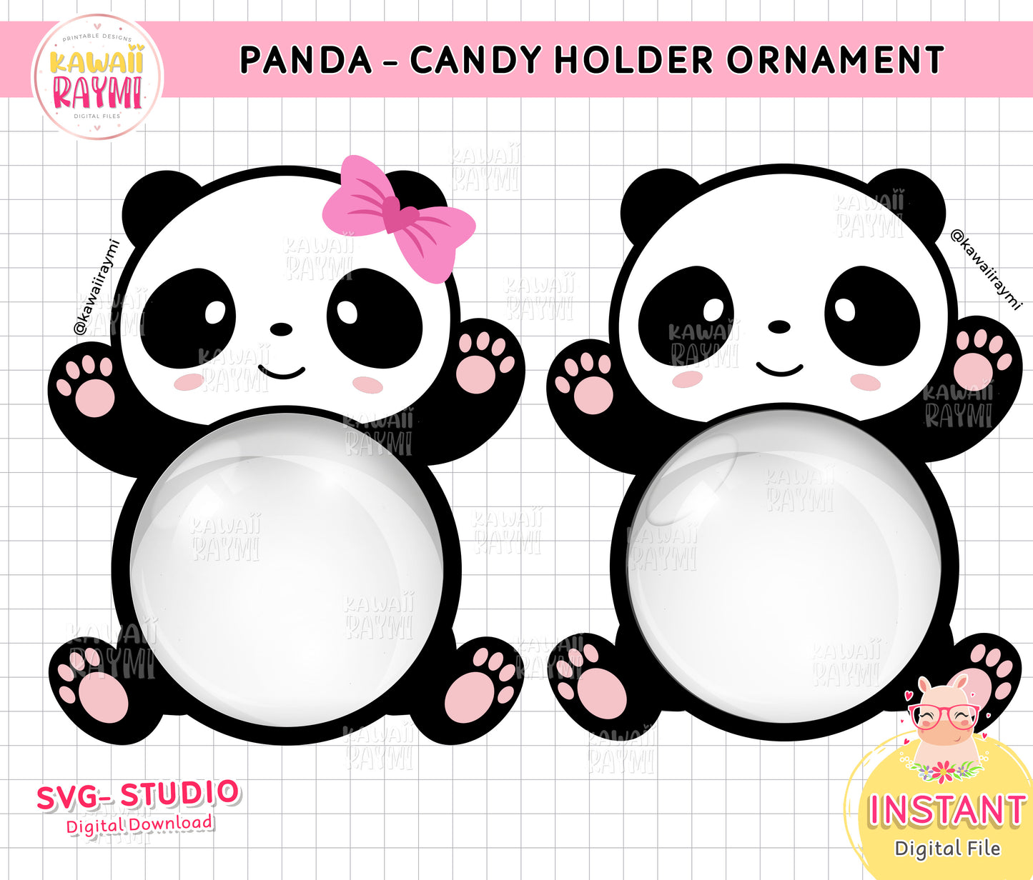 Panda candy holder ornament template, Cut File Adorable Panda Ornament, Panda Love / Lovely Panda/ Papercraft