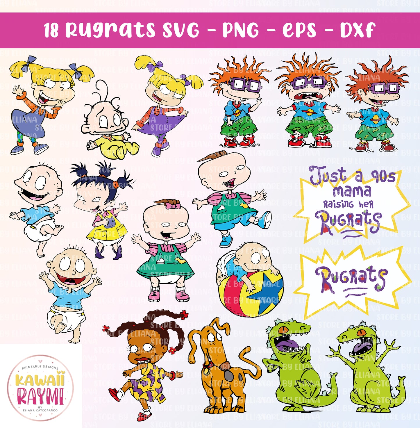 Rugrats paquete SVG- Rugrats clipart, solo una mamá de los 90 criando a sus rugrats, cricut svg, PNG-SVG