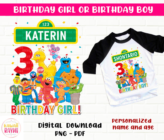 Sesame Street custom tshirt digital file, birthday shirt