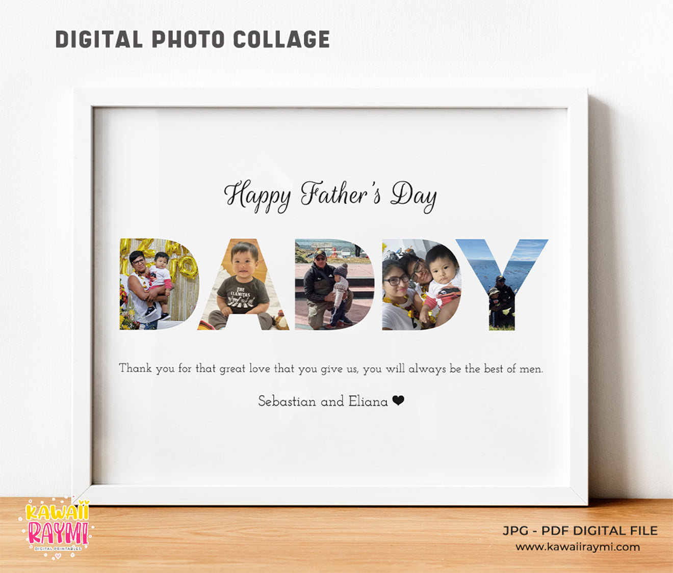 Father's Day Print, Custom Photo Print, Dad Collage Wall Art, Daddy Collage Print, Father's Day Present Gift - Digital Download