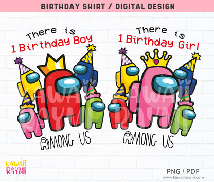 Among us birthday shirt-Instant digital file