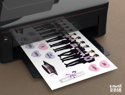 BTS cake topper graduation, congrats grad army digital file