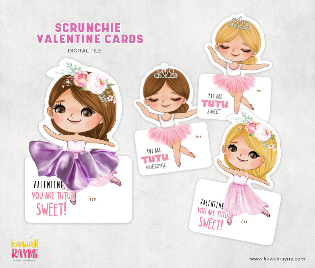 Scrunchie valentine cards, you are tutu sweet printable ballerina