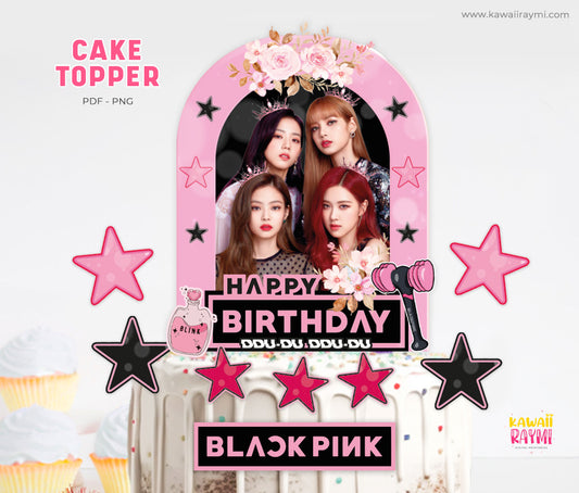 Black Pink cake topper instant download