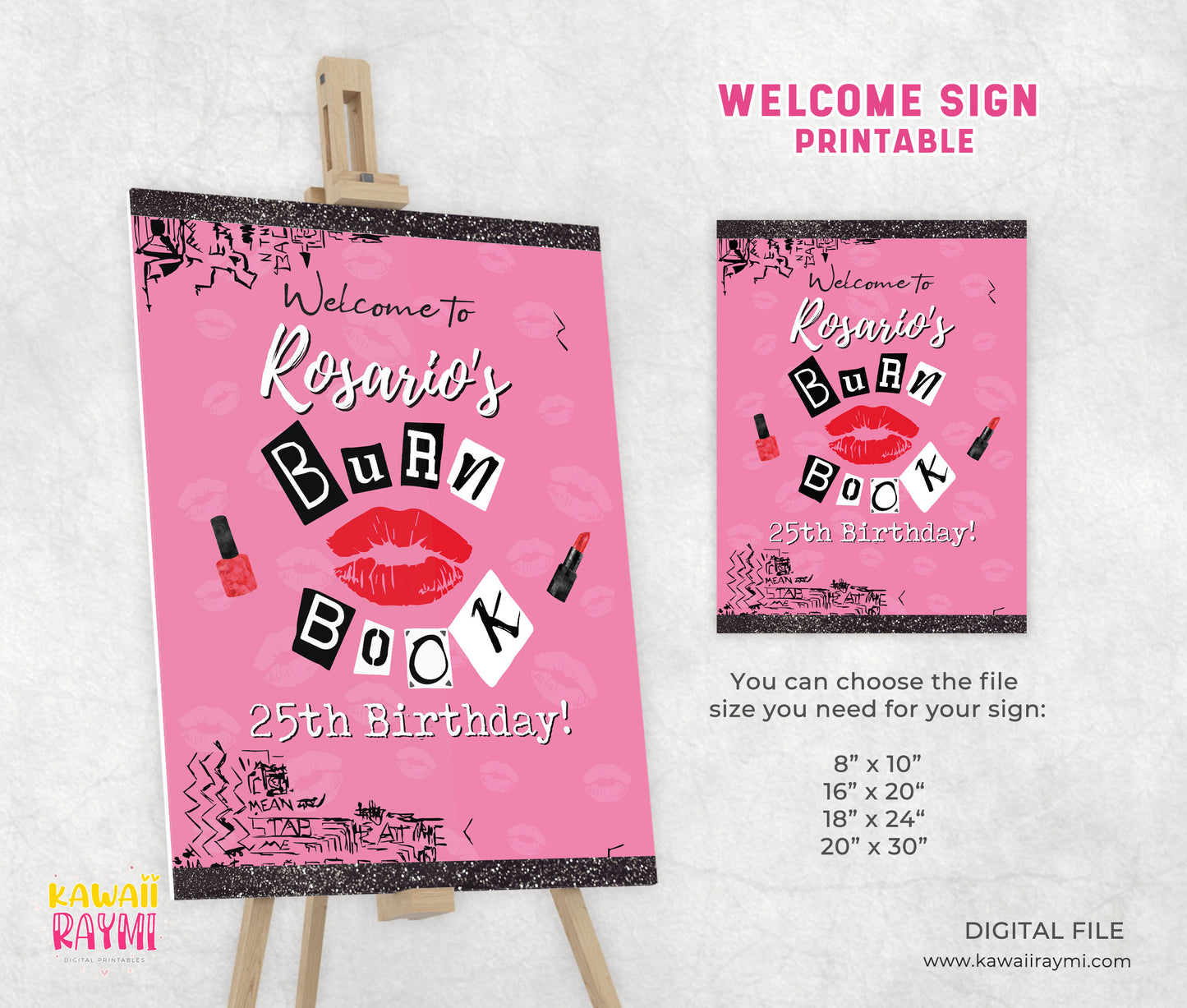 Cartel de bienvenida de Mean Girls - Burn Book - Archivo digital