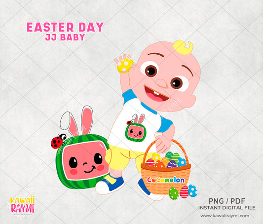 Cocomelon JJ baby- Easter Day, clipart, iron on transfer digital, PNG
