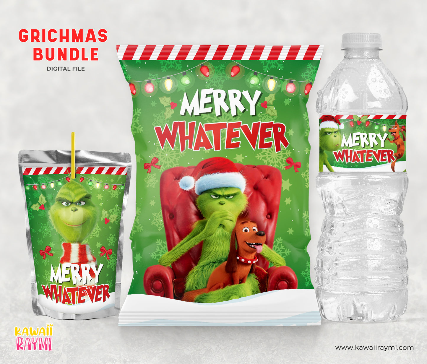 Merry whatever bundle party printable grinch