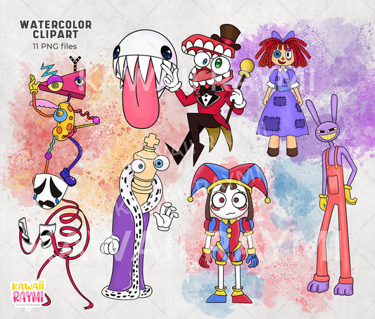 Circus digital watercolor cliparts
