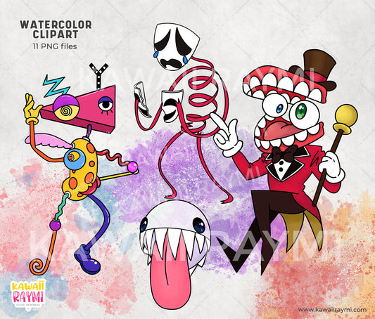 Circus digital watercolor cliparts