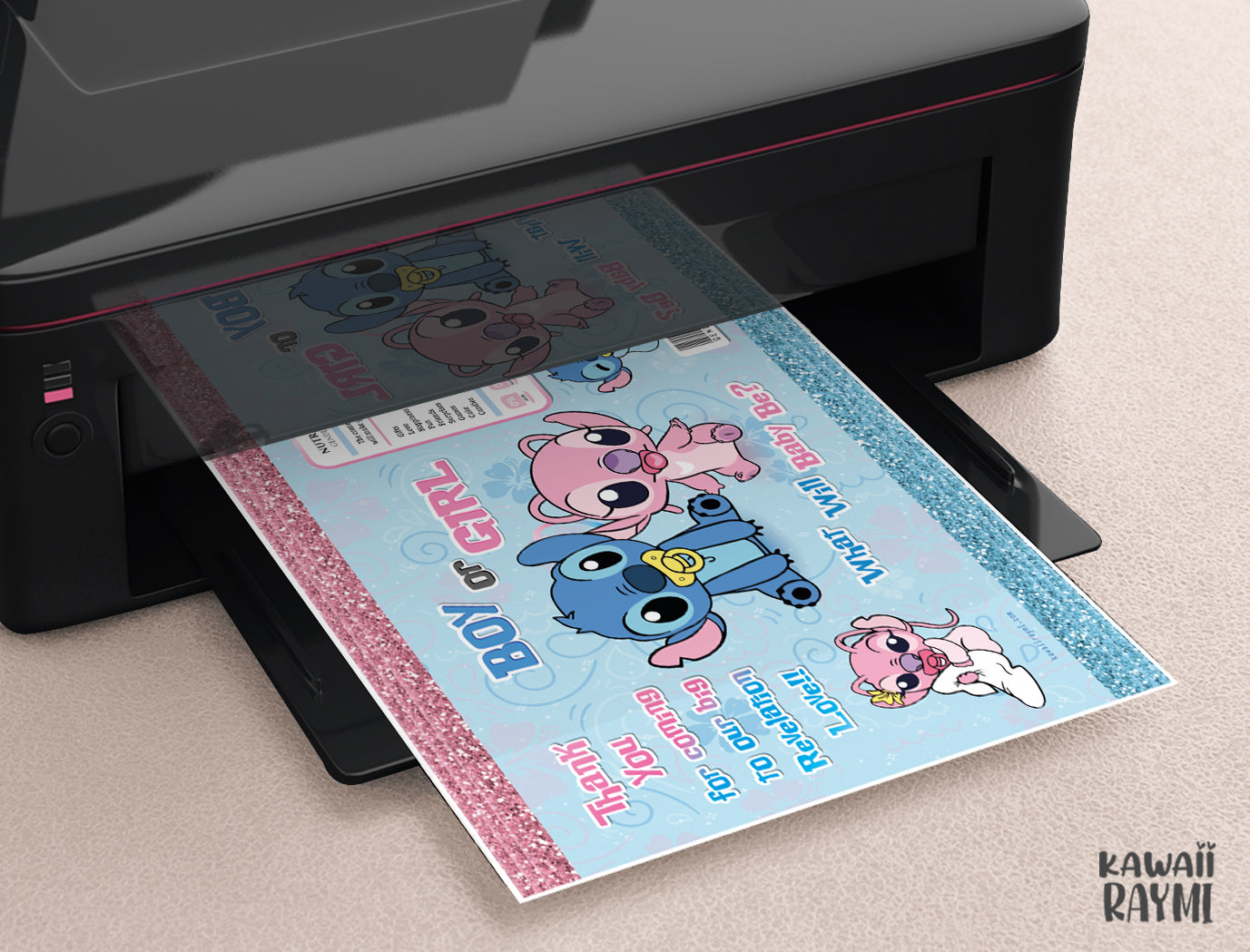 Baby Stitch & Angel - Chips bag-Gender Reveal -Instant Download - DIGITAL FILE