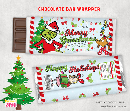 Grinchmas Chocolate Bar Wrapper, Grinchmas Party, Grinchmas hershey label, INSTANT DOWNLOAD