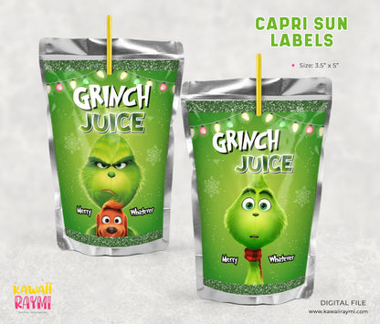 Grinchmas juice pounch- Christmas Juice Labels - Grinch Capri Sun Labels