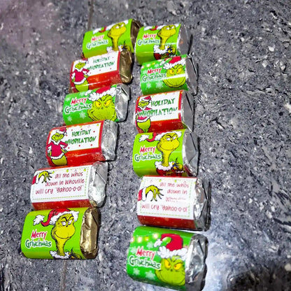 Grinch chocolate hershey nuggets, grinchmas chocolate miniatures printables, christmas mini chocolate wrapper, grinchmas wrapper nuggets digital
