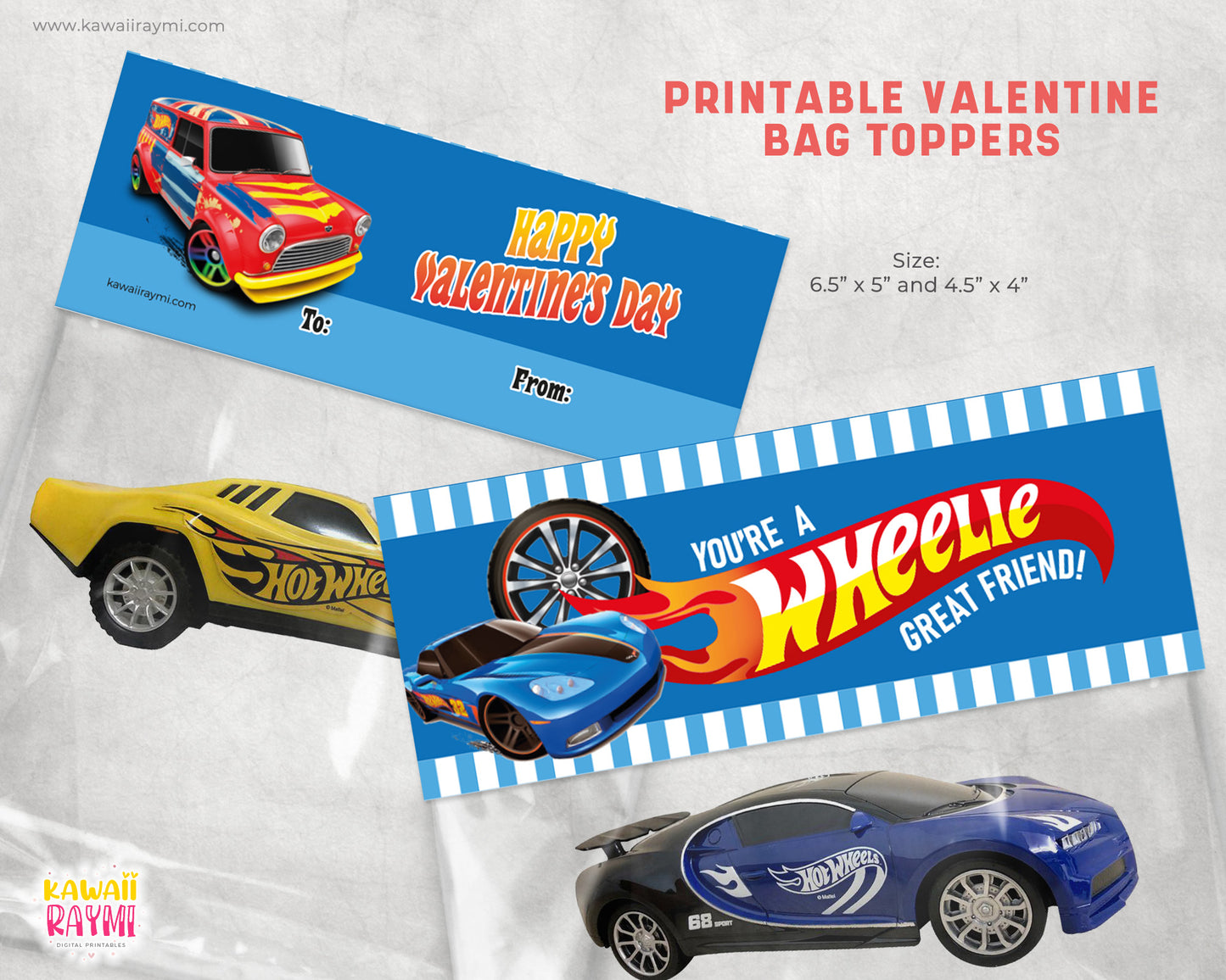 You Are A Wheelie Great Friend Race Car Valentine's Day Bag topper