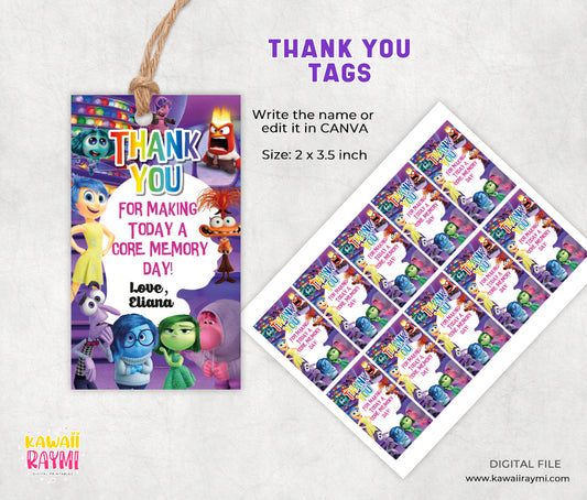 Inside Out Thank You Tags, Instant download and edit with canva