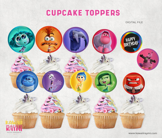 Inside out cupcake topper instant download