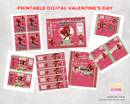 Knuckles valentine favor labels, Sonic valentines printables