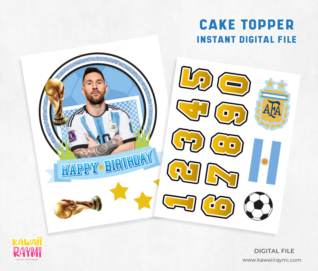 Cake Topper Soccer Argentina Lionel Messi - Instant Download