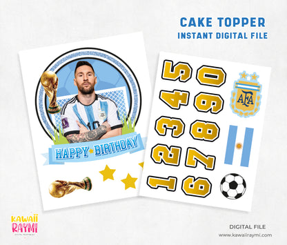 Adorno para tarta de fútbol Argentina Lionel Messi - Descarga instantánea