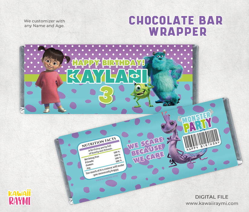 Monsters INC chocolate bar wrapper hershey label – Kawaii Raymi