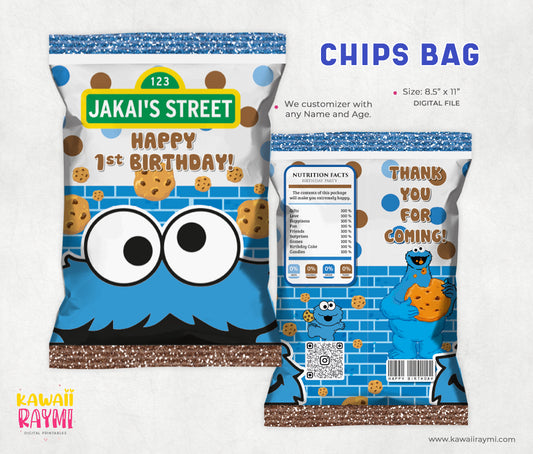 Monster cookie chips bags printable, digital file