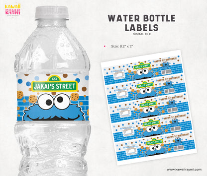 Monster cookie water botte label, printable digital file