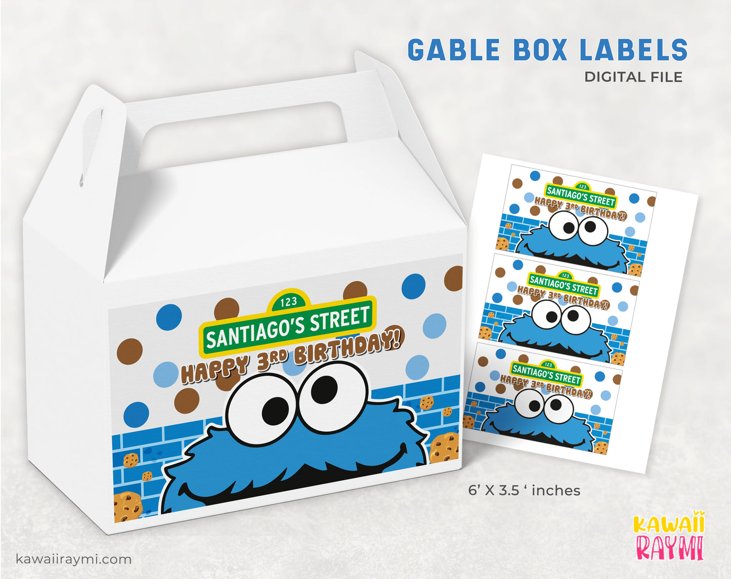 Cookie Monster gable box labels custom file