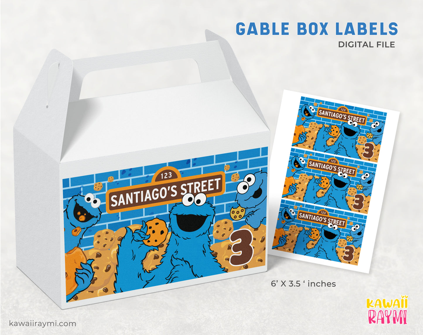 Archivo personalizado de etiquetas para cajas a dos aguas de Cookie Monster