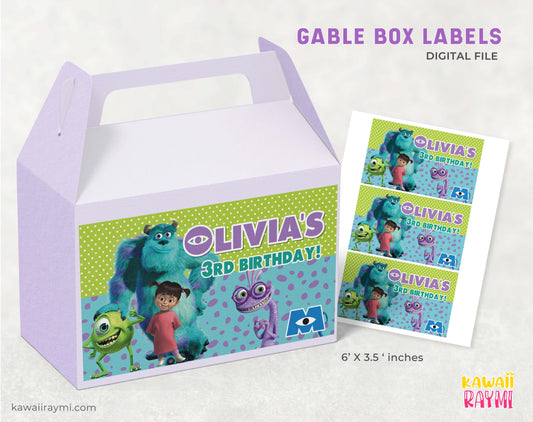 Monsters Inc gable box labels