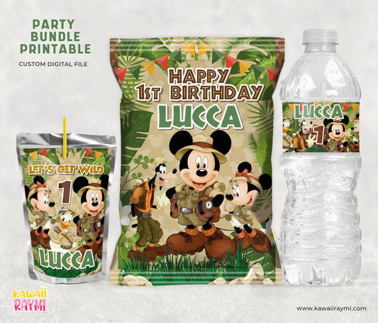 Mickey mouse safari party favors printable