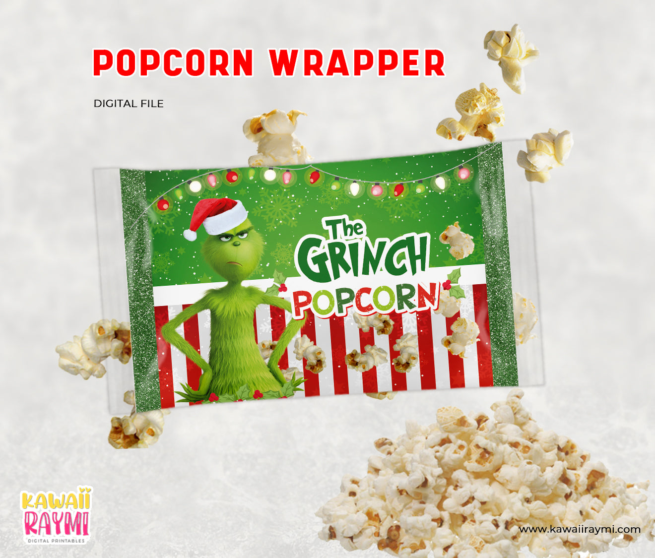 Christmas Popcorn wrapper - Grichmas merry whatever popcorn wrapper- Christmas Party Supplies - Instant Download, include full wrapper