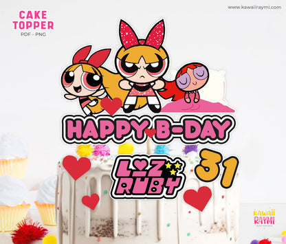 The Powerpuff girls custom cake topper Bombon girl