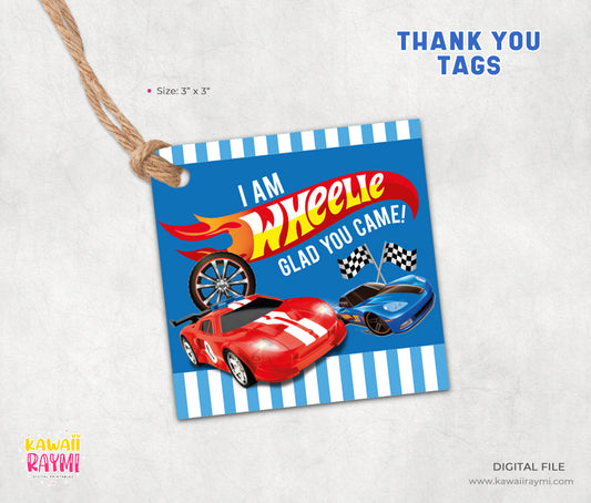 I am wheelie glad you came-Gift tags Hot wheels-Edit with CANVA
