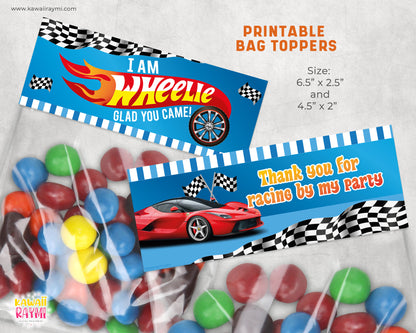 I am wheelie glad you came- Bag topper racing cars-Hot wheels bag topper