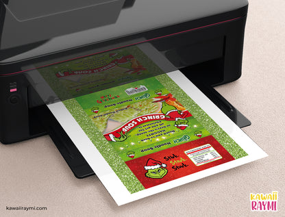 Grinchmas ramen soup bag label printable, christmas ramen digital file, Christmas gift, ramen soup printable, grinch ramen soup DIGITAL file
